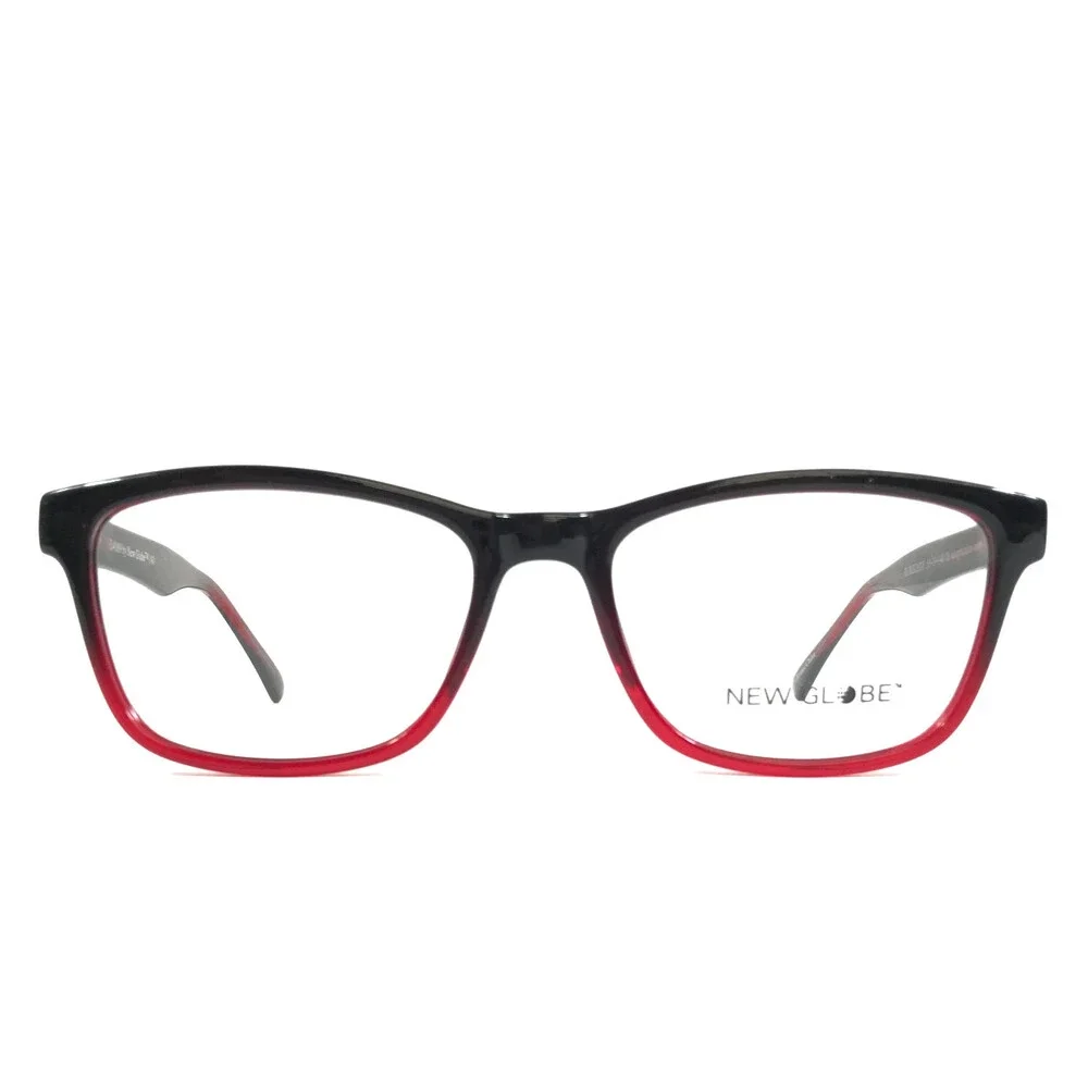 New Globe Eyeglasses Frames L4089 BURGUNDY Black Rectangle Full Rim 55-19-140